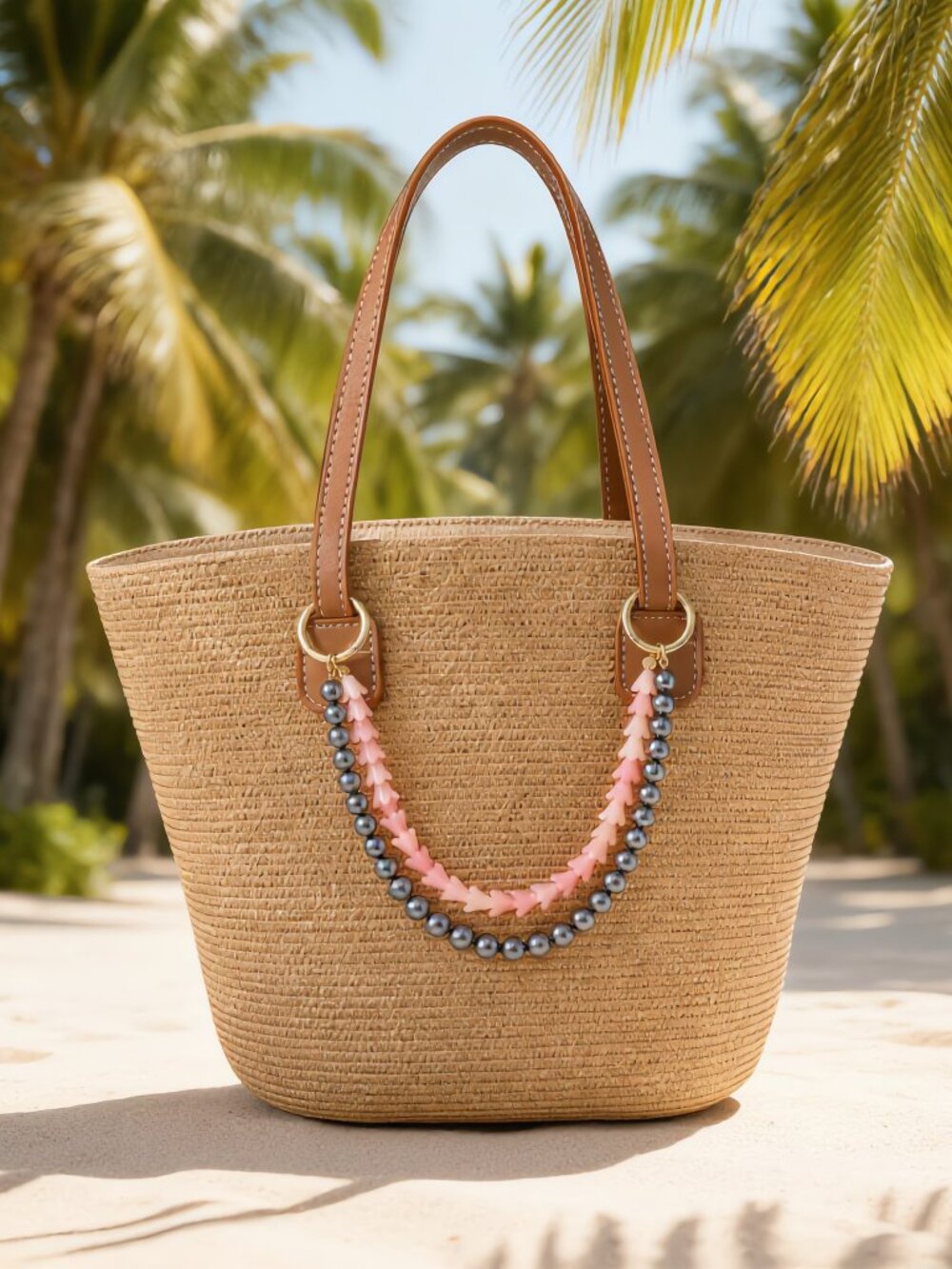 Hawaii Double Strand Bag Lei, Purse Lei Hanging Charm, Pakalana, Pearl